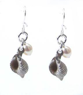 whelk and pearl earrings