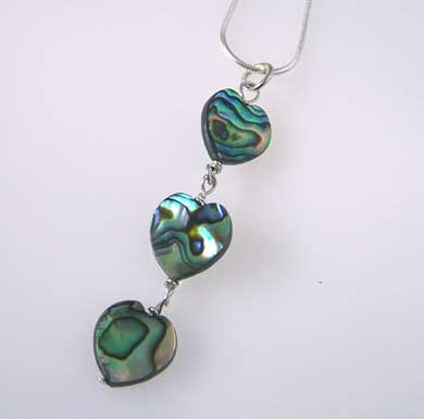 silver abalone heart necklace