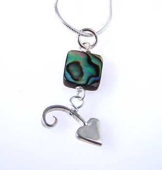 silver abalone heart necklace